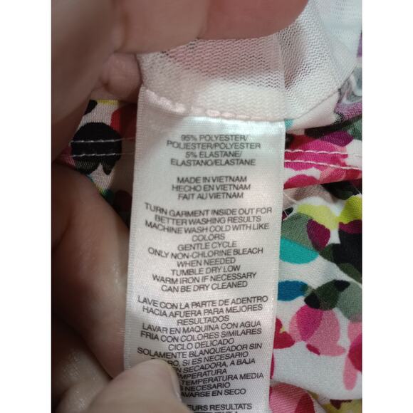 Kasper Blouse Womens Small Sleeveless Pleated Mesh Overlay Vibrant‎ Top - Picture 6 of 8